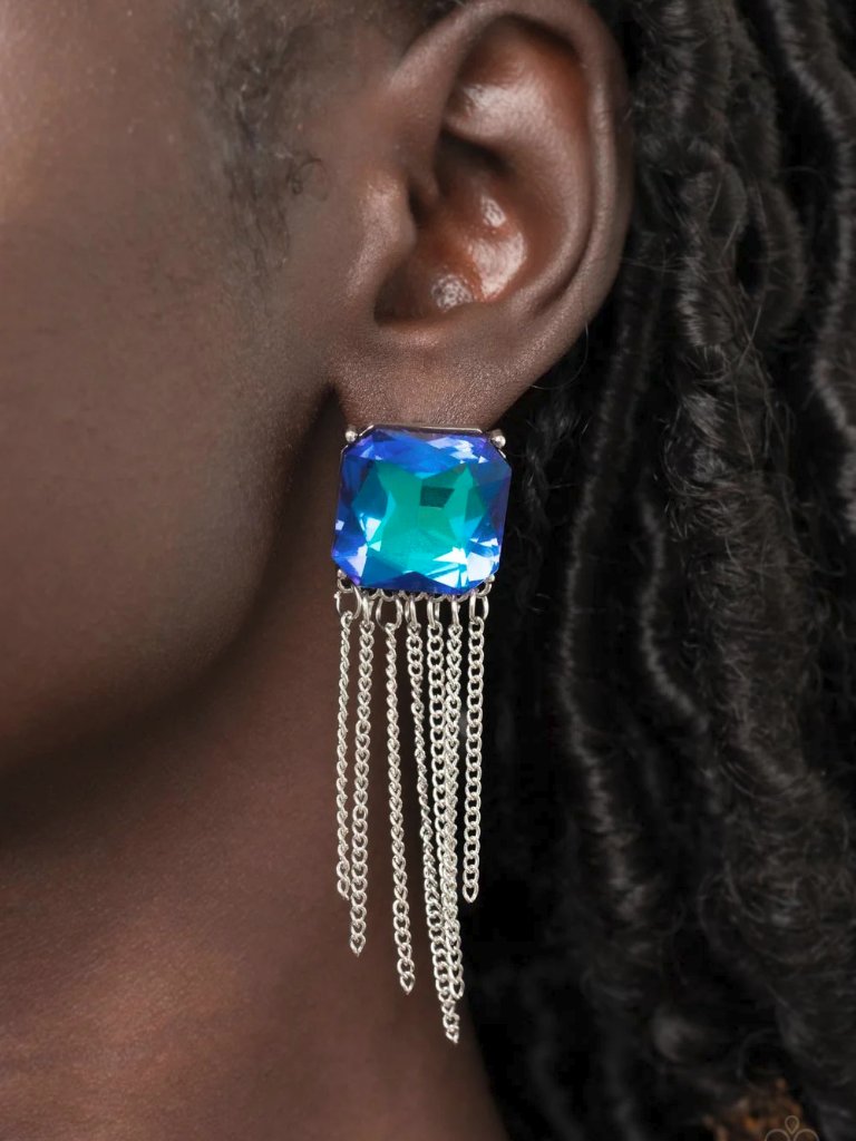 Paparazzi Jewelry Accessories  Supernova Novelty  Blue Earrings  Vintage